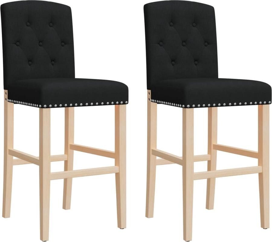 VidaXL -Barstoelen-2-st-massief-rubberhout-en-stof - Foto 3