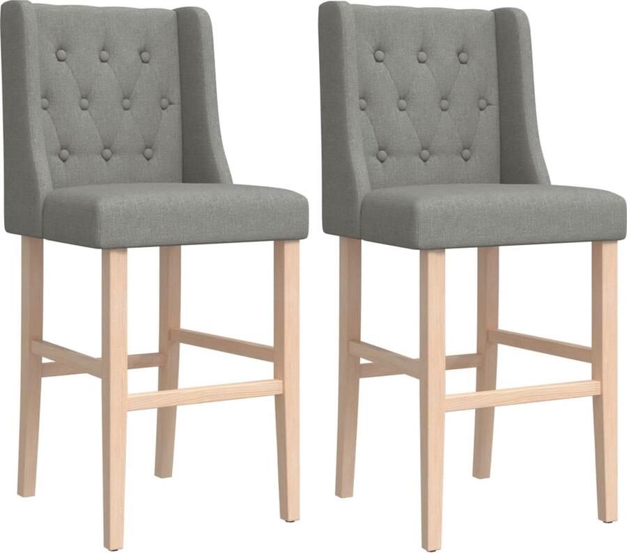 VidaXL -Barstoelen-2-st-massief-rubberhout-en-stof - Foto 3
