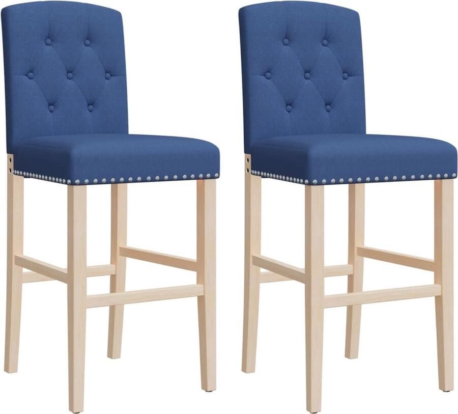 The Living Store Barstoelen Oud Afgewerkt Massief Rubberhout Blauw 43.5 x 52 x 114 cm Comfortabele Rugleuning Barstoelen Houten Stoelen Eetkamerstoelen Design Meubels Vintage Stoelen