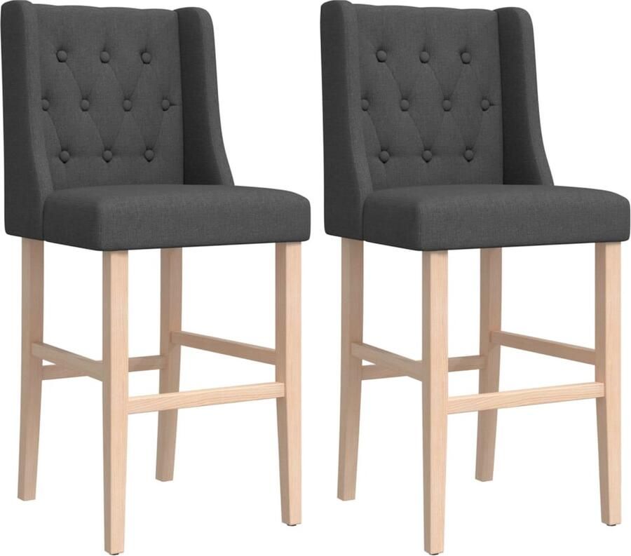 VidaXL -Barstoelen-2-st-massief-rubberhout-en-stof - Foto 3