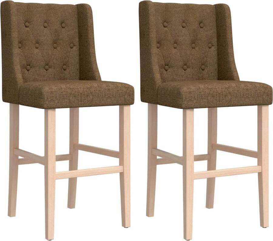 VidaXL -Barstoelen-2-st-massief-rubberhout-en-stof - Foto 6