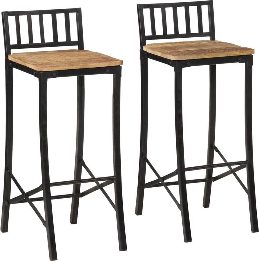 VidaXL Barstoelen 2 st massief ruw mangohout
