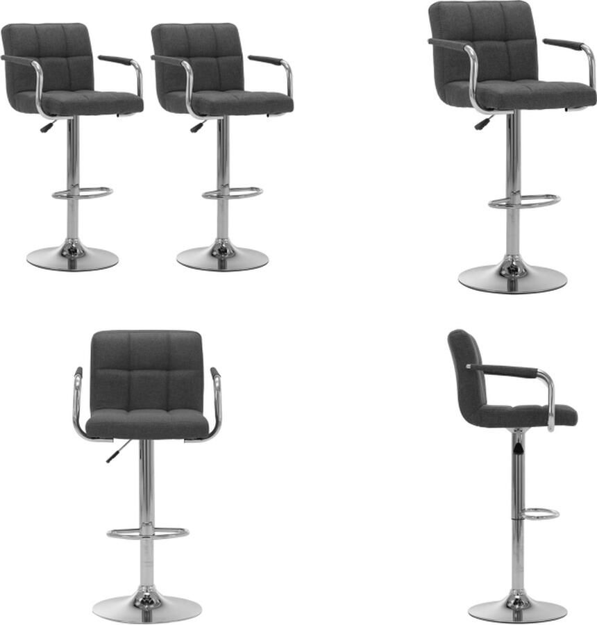 VidaXL Barstoelen 2 st stof donkergrijs Barstoel Barstoelen Barkruk Barkrukken