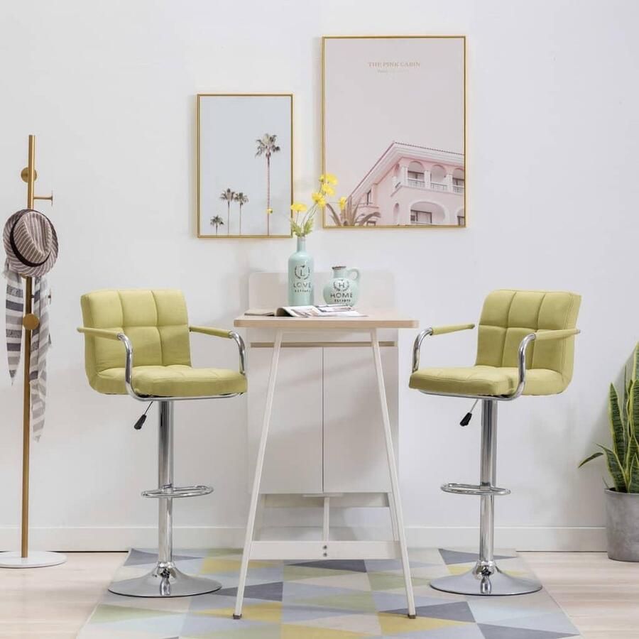 VidaXL -Barstoelen-2-st-stof-groen