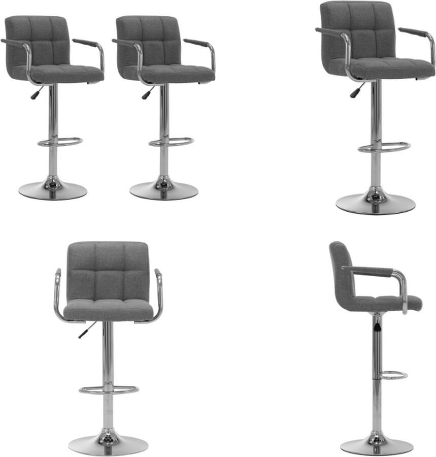 VidaXL Barstoelen 2 st stof lichtgrijs Barstoel Barstoelen Barkruk Barkrukken