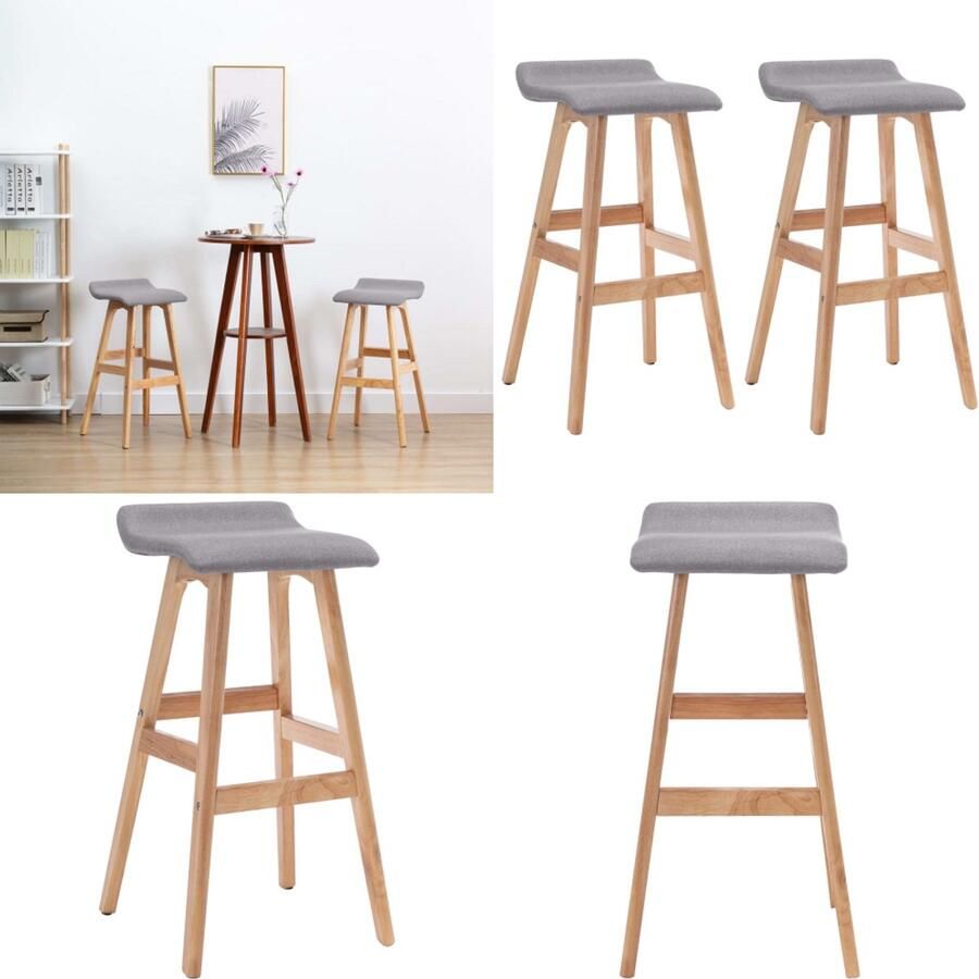 VidaXL Barstoelen 2 st stof lichtgrijs Barstoel Barstoelen Stoel Stoelen