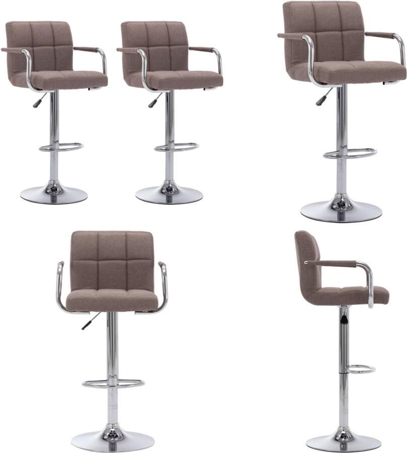 VidaXL Barstoelen 2 st stof taupe Barstoel Barstoelen Barkruk Barkrukken