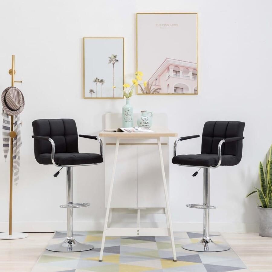 VidaXL Barstoelen 2 st stof zwart