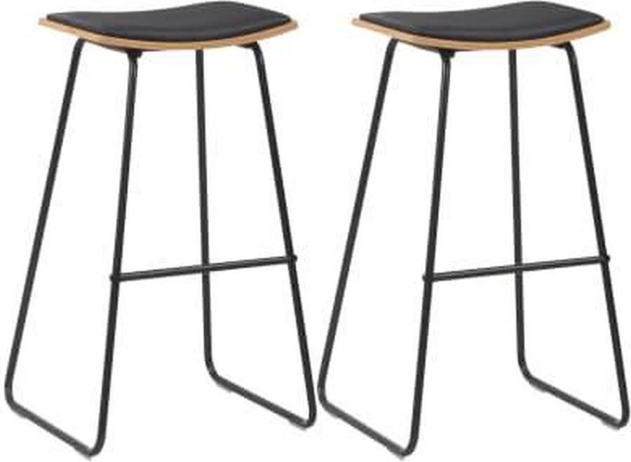VidaXL Barstoelen 2 stuks Kunstleer Zwart Barstühlen Zwarte Stoelen Keukenstoelen Eetkamerstoelen Moderne Stoelen