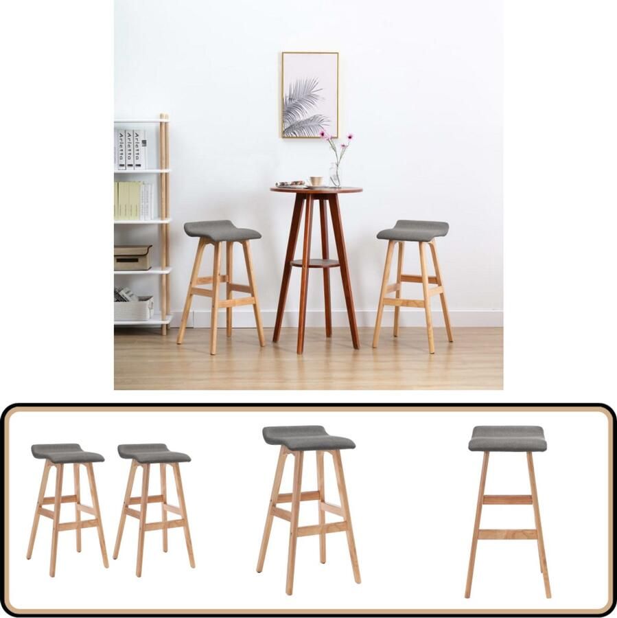 VidaXL Barstoelen 2 stuks Stof Donkergrijs Barstoel Eetkamerstoel Lounge Stoel Design Meubilair Donkere Stoel