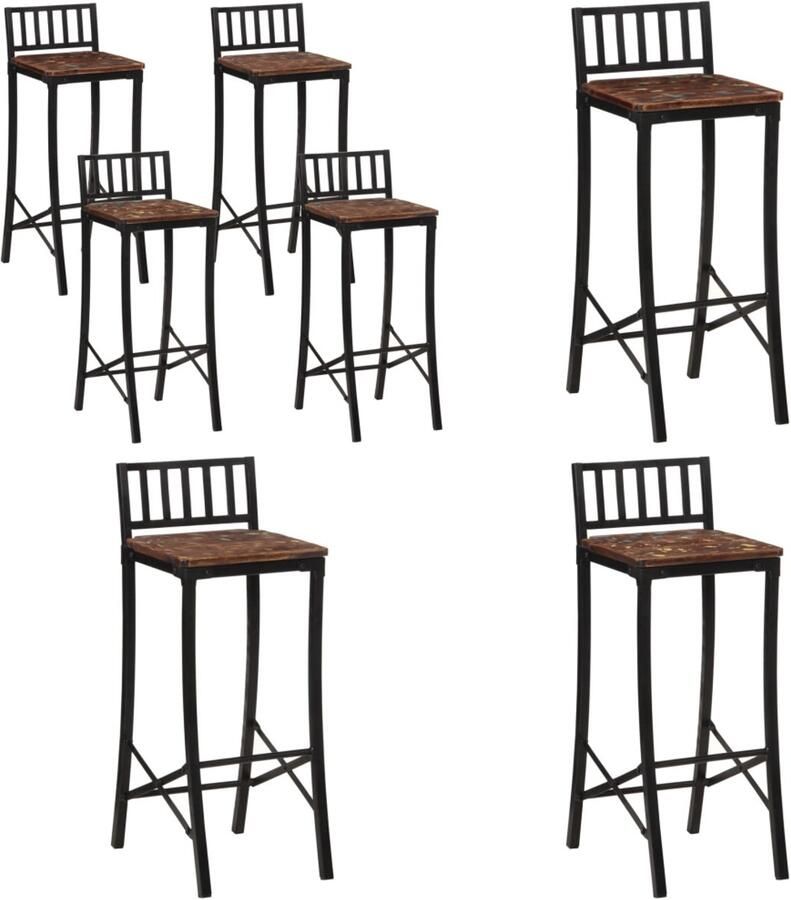 VidaXL Barstoelen 4 st massief gerecycled hout Barstoel Barstoelen Barkruk Cafestoel