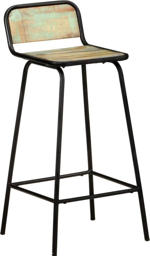 VidaXL Barstoelen 4 st massief gerecycled hout Barstoel Houten Barstool Vintage Barstoel Bruine Barstoel Hergebruikt Hout Industrieel Meubilair Keukenbar Ontbijtbar - Foto 2