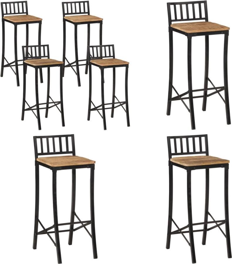 VidaXL Barstoelen 4 st massief ruw mangohout Barstoel Barstoelen Barkruk Cafestoel