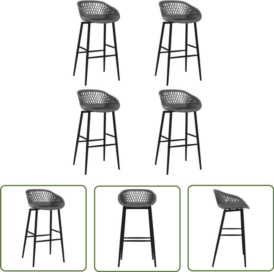 VidaXL Barstoelen 4 stuks Grijs Mesh rugleuning Barstoelen Barkrukken Eetkamerstoelen Design Meubels Grijze Meubels Kunststoffen Meubels Ergonomische Stoelen Comfortabele Stoelen Complete Sets