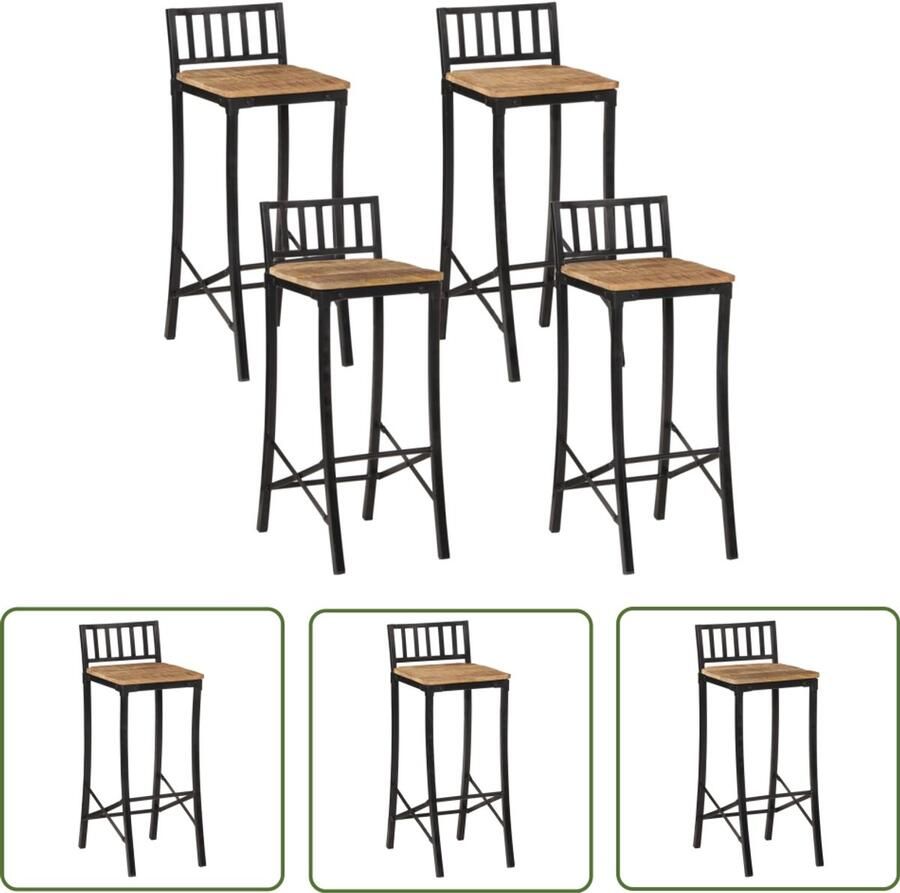 VidaXL Barstoelen 4 stuks Massief mangohout Barstoelen Bruine Barstoelen Houten Barstoelen Vintage Barstoelen Rustic Barstoelen Mango Wood Furniture Eetkamerstoelen Keukenstoelen