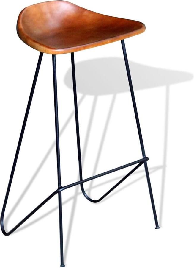 VidaXL Barstoelen 6 st echt leer bruin Barstooi Lederen Barkruk Industrieel Meubilair Bruine Barkruk Set Van Barstoelen