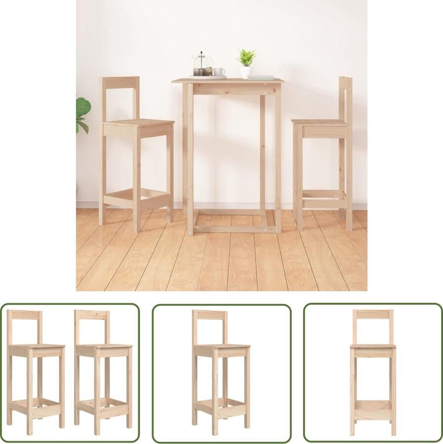 The Living Store Barkrukken Massief grenenhout 40 x 41.5 x 112 cm Rustiek design Barkrukken Barstoelen Grenenhouten Meubels Vintage Meubels Industriële Meubels