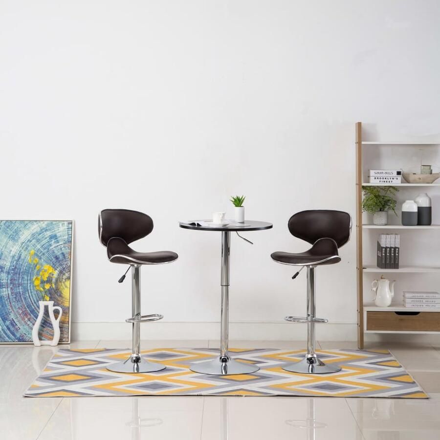 VidaXL Barstoelen Kunstleer Bruin Set van 2 Barstoollook Keukenstoel Bruine Barkruk Kunstleder Bank Ergonomische Barkruk Hoge Barkruk Instelbare Barkruk Draaibare Barkruk - Foto 2
