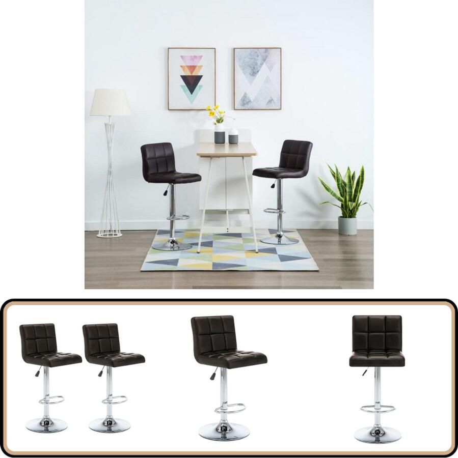 VidaXL Barstoelen Kunstleer Set van 2 Bruin Barstoel Barkruk Bruine Barkruk Design Barkruk Kunstleder Barkruk Hoge Barkruk Adjustable Barkruk Ergonomische Barkruk