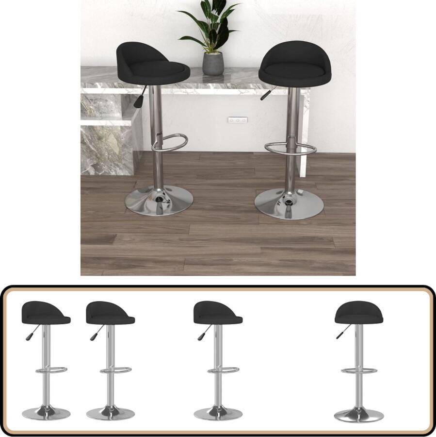 VidaXL Barstoelen Kunstleer Set van 2 Zwart Barstoel Barkruk Keukenstoel Eetkamerstoel Zwarte Stoel Industriële Stoel Kunstleder Stoel Gasveren Stoel Draaibare Stoel Hoogteverstelbare Stoel
