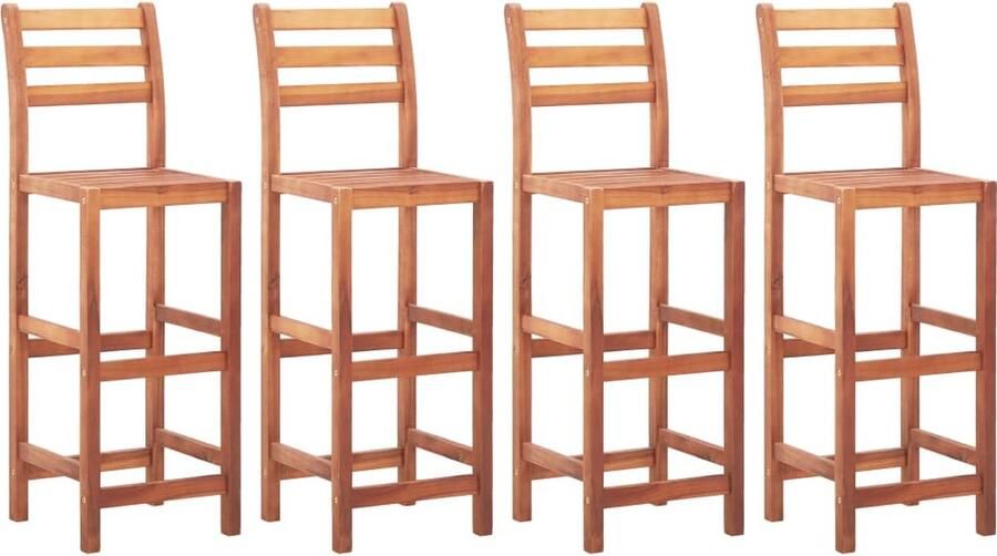 VidaXL Barstoelen Massief Acaciahout Set van 4 Barstoelen Acacia Hout Buitenterras Tuinset Lounge Stoel Eetkamerstoel Garden Furniture Outdoor Seating Bistro Meubels - Foto 2