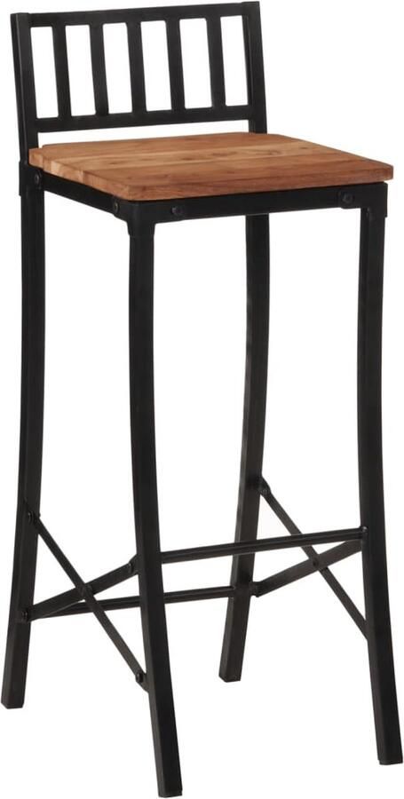 VidaXL Barstoelen Massief Acaciahout Set van 4 Barstoelen Acacia Hout Ontbijtsoel Bruine Meubels Vintage Stoelen Industriële Stoelen Eetkamerstoelen