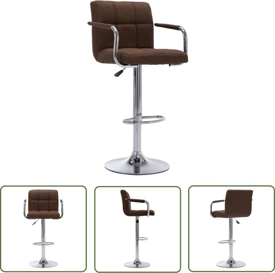 The Living Store Barstoel Pascal Stalen frame Bruin 53 x 52 cm Verstelbaar en draaibaar Bruine Barstoel Barstoelen Online Kopen Comfortabele Barkruk Industriële Barstoel Modern Barstool