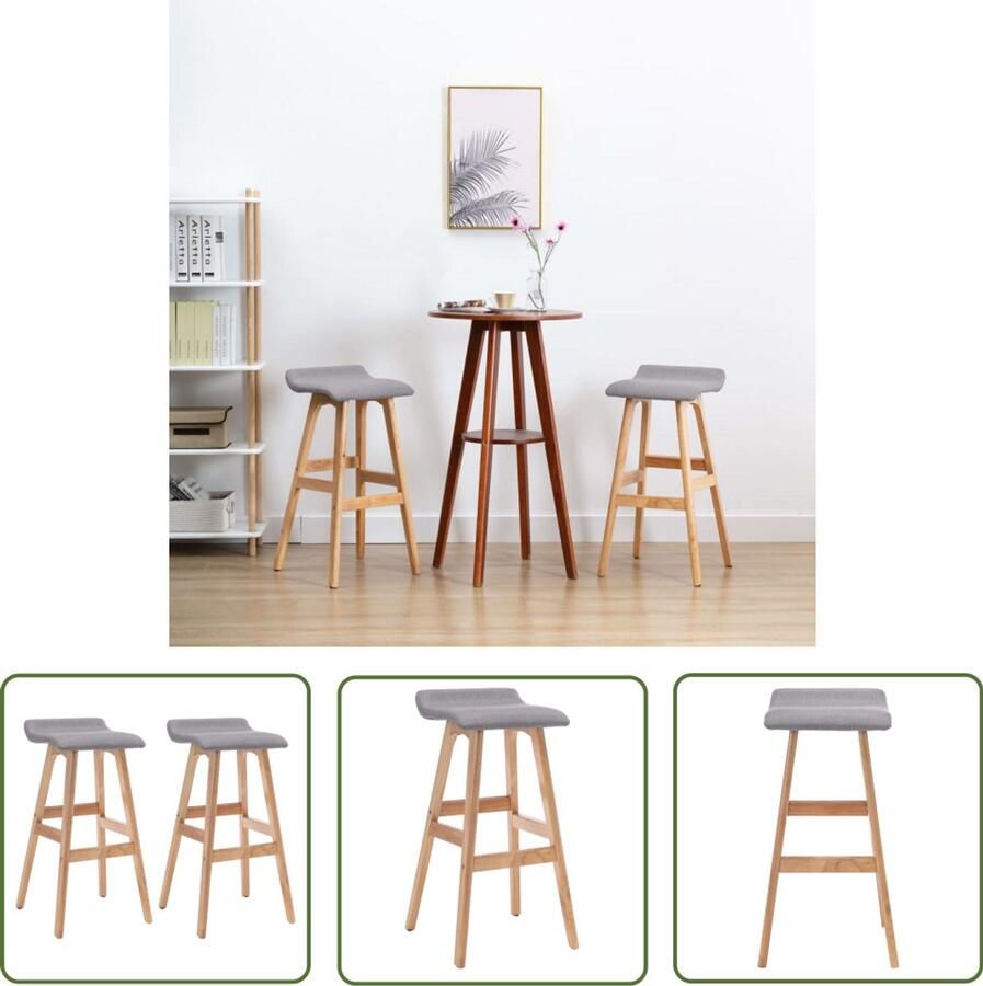 VidaXL Barstoelen Set van 2 Lichtgrijs Stof Barstoel Eetkamerstoel Designstoel Lounge Stoel Grijs