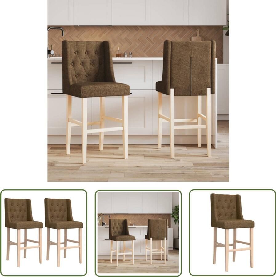VidaXL Barstoelen Set van 2 Taupe Rubberhout Barkrukken Barstoelen Caféstoelen Houten Barkrukken Design Barkrukken Moderne Barkrukken Taupe Barkrukken
