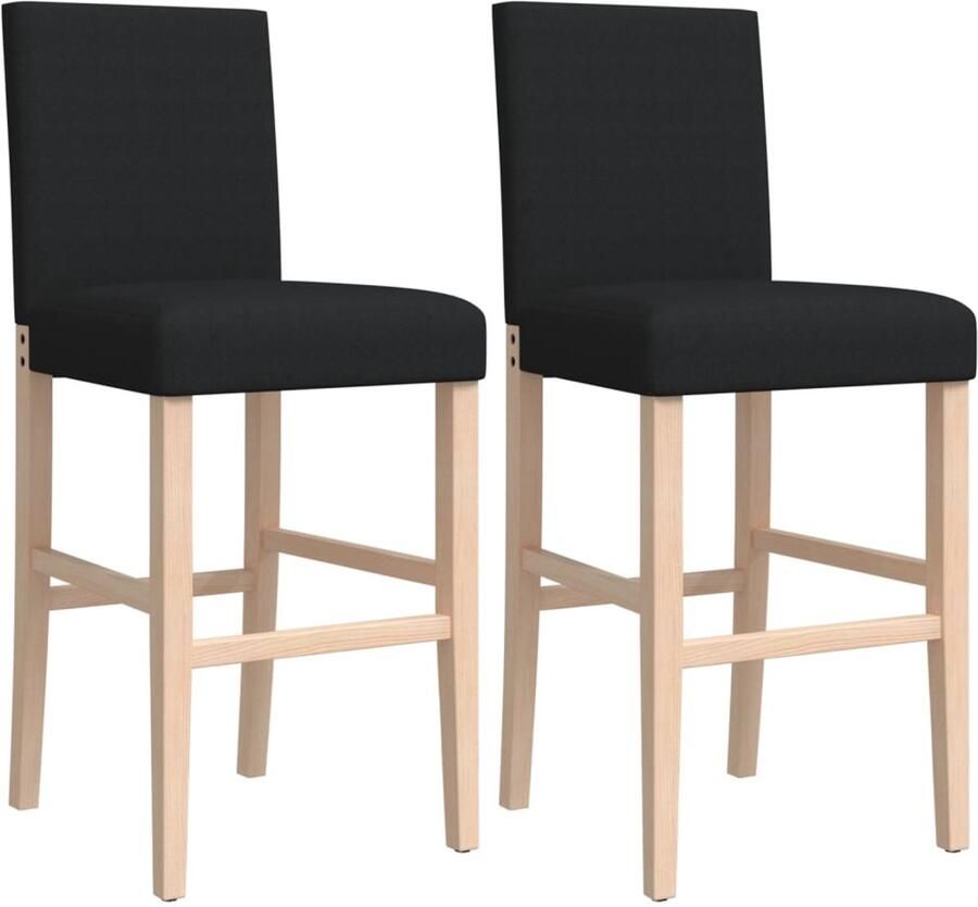 VidaXL Barstoelen Set van 2 Zwart Massief hout Barstooi Zwarte Barstool Design Barstoel Houten Barstoel Barkruk Eetkamerstoel