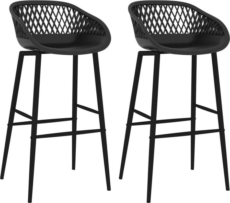 VidaXL Barstoelen Set van 2 Zwart Modern Design Barstoel Zwarte Barstoel Eetkamerstoel Design Barstool Kunststof Barstoel Metalen Barstoel Set Van 2 Barstoelen Voor Keuken Barstoelen Voor Terras - Foto 2