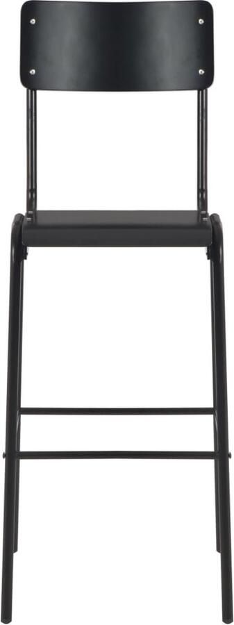 VidaXL Barstoelen set van 2 Zwart multiplex en staal Barstooi Barkruk Zwarte Barstool Houten Barstoel Stapelbare Barstoel Eetkamerstoel Keukenstoel