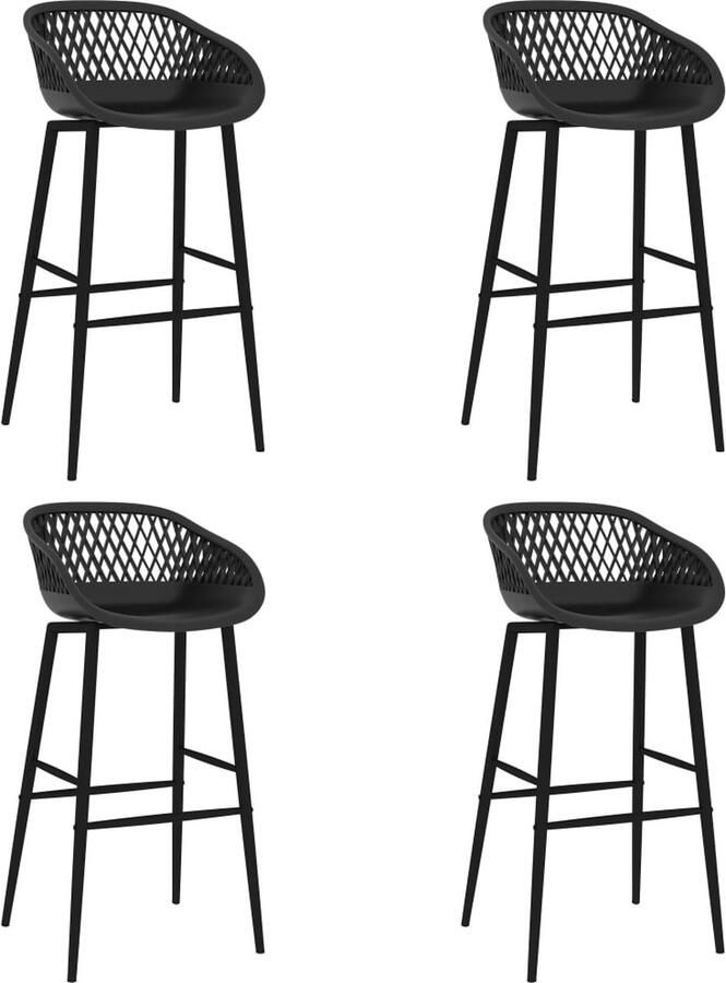 VidaXL Barstoelen Set van 4 Zwart Moderne stijl Barstoelen Zwarte Barstoelen Eetkamerstoelen Design Meubels Kunststoffen Stoelen Metalen Stoelen Lounge Stoelen Bar Stools Black Chairs Dining Chair - Foto 2