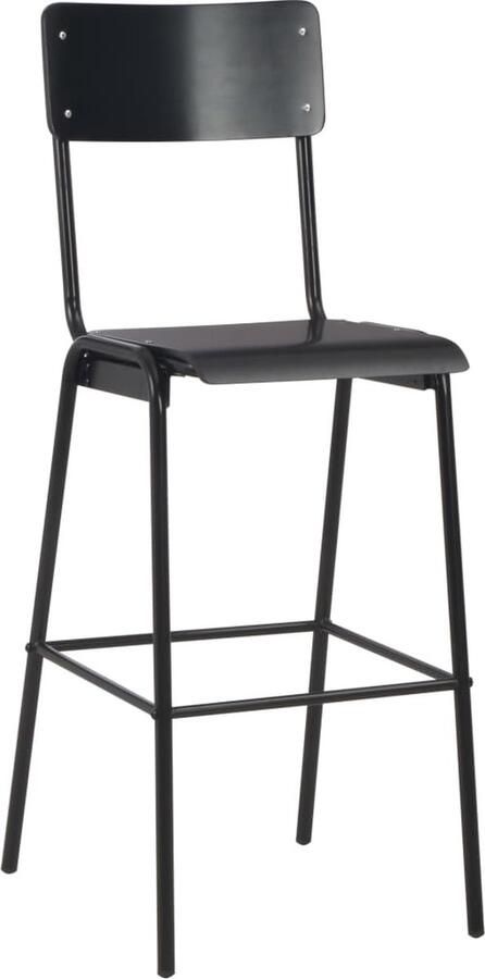 VidaXL Barstoelen Set van 4 Zwart Staal & Multiplex Barstooi Barkrukken Zwarte Barstoelen Eetkamerstoelen Keukenstoelen Multifunctionele Stoelen Stapelbare Stoelen Modern Design Industriële Stoelen