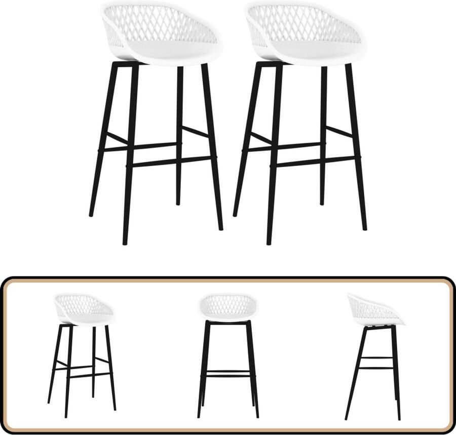 VidaXL Barstoelen Wit Set van 2 Modern Design Barstoelen Barkrukken Eetkamerstoelen Witte Meubels Designmeubilair