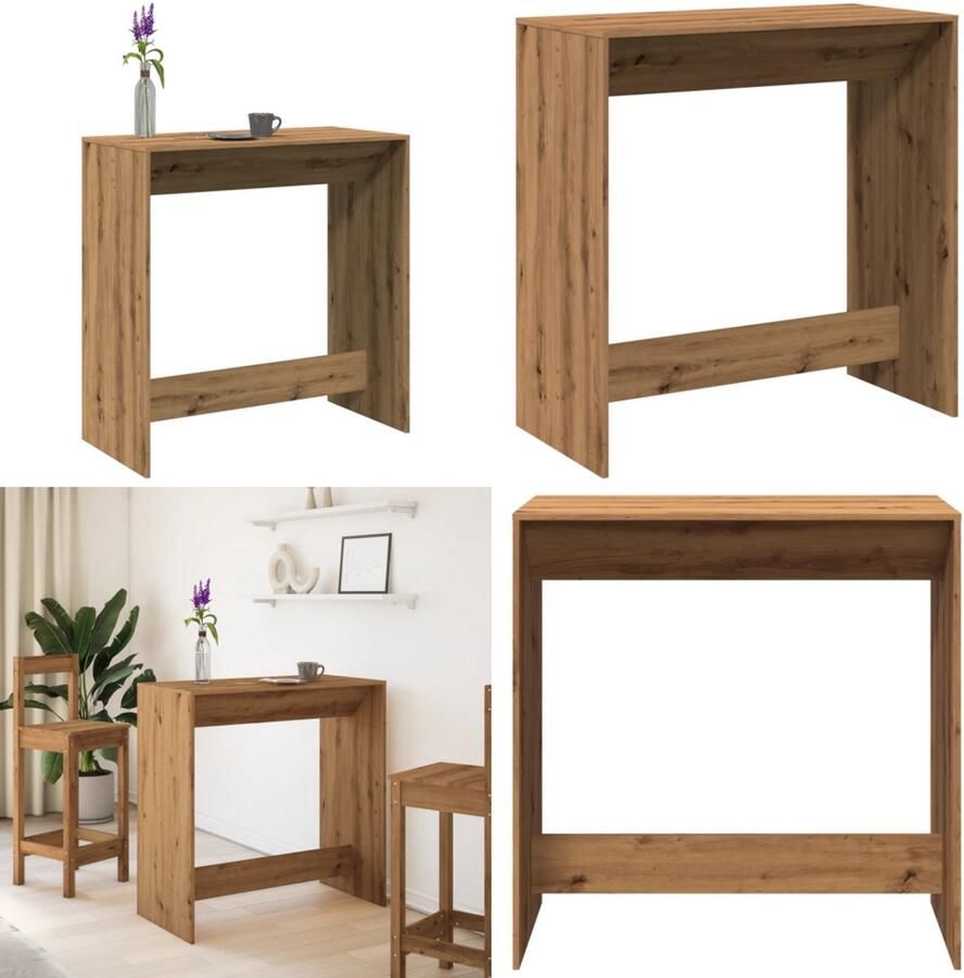 VidaXL Bartafel 102x50x103 5 cm bewerkt hout artisanaal eikenkleur Bartafel Bartafels Statafel Statafeltje