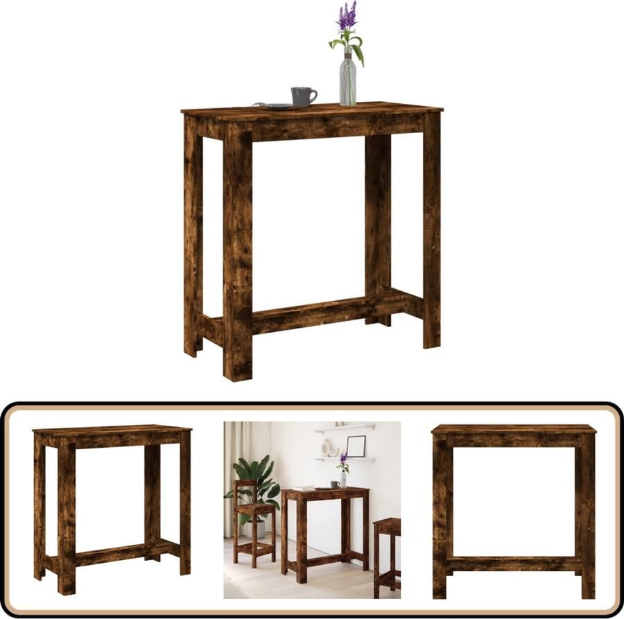 VidaXL Bartafel gerookt eiken 102x50x103 5 cm Bartafel Houten Tafel Lounge Tafel Eettafel Cafétafel Modern Design Industriële Tafel Multifunctionele Tafel Binnentafeltjes Kookeiland Tafels Woonkamersfeer Ontbijttafel