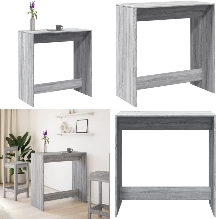 VidaXL Bartafel 102x50x103 5 cm bewerkt hout grijs sonoma eikenkleur Bartafel Bartafels Statafel Statafeltje