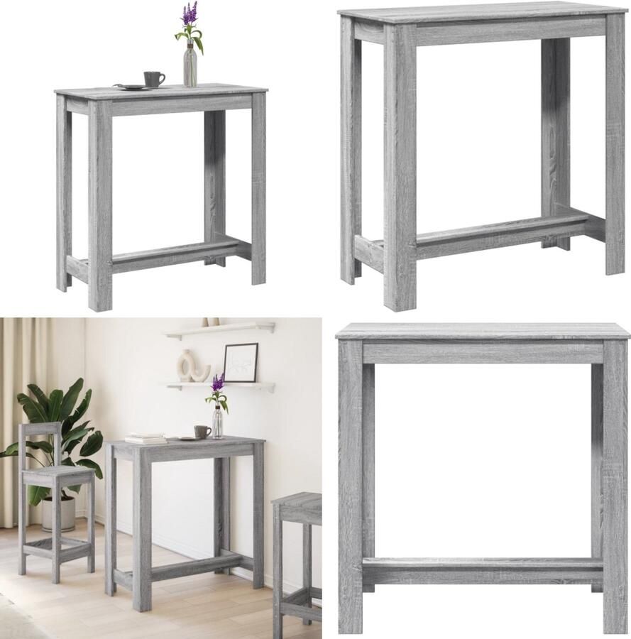 VidaXL Bartafel 102x50x103 5 cm bewerkt hout grijs sonoma eikenkleurig Bartafel Bartafels Statafel Statafeltje