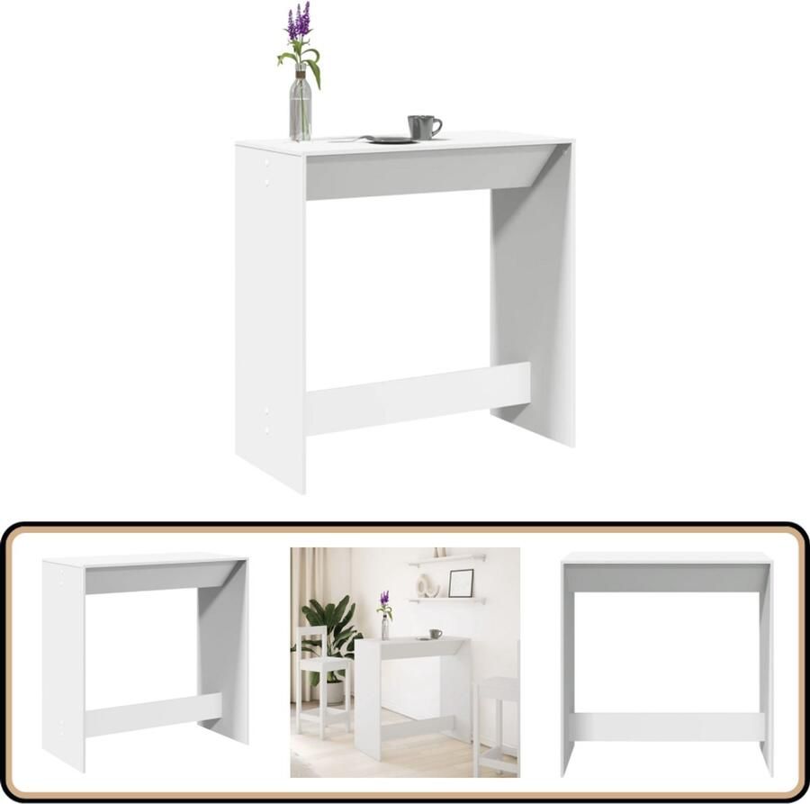 VidaXL Bartafel 102x50x103 5 cm Wit Bewerkt Hout Bartafel Houten Tafel Witte Tafel Lounge Tafel Bistro Tafel