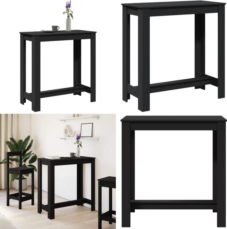 VidaXL Bartafel 102x50x103 5 cm bewerkt hout zwart Bartafel Bartafels Statafel Statafeltje