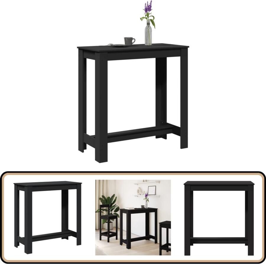 VidaXL Bartafel Zwart 102x50x103 5 cm Bewerkt hout Bartafel Houten Bartafel Eetkamertafel Lounge Tafel Kookeiland