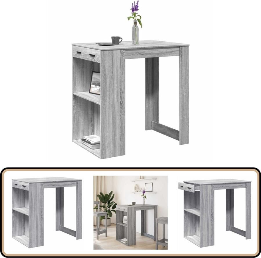 VidaXL Bartafel 102x70x103 5 cm Grijs Eiken Bartafel Bartafels Statafel Statafeltje