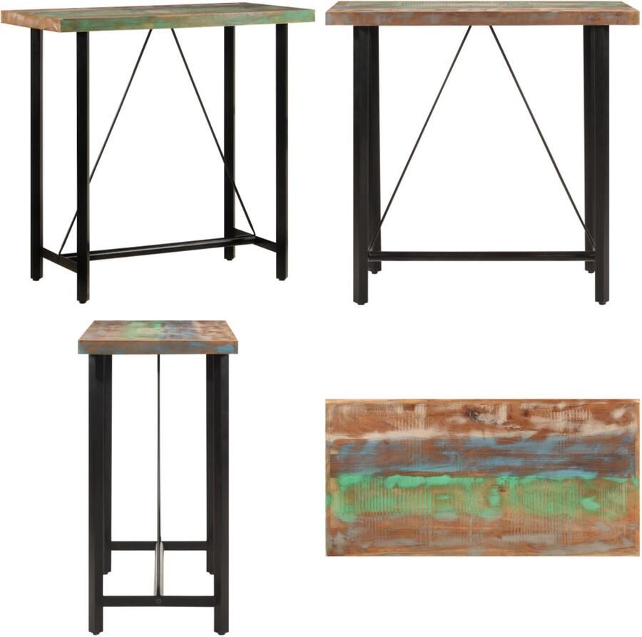 VidaXL Bartafel 110x55x107 cm massief gerecycled hout en ijzer Bartafel Bartafels Statafel Hoge Tafel