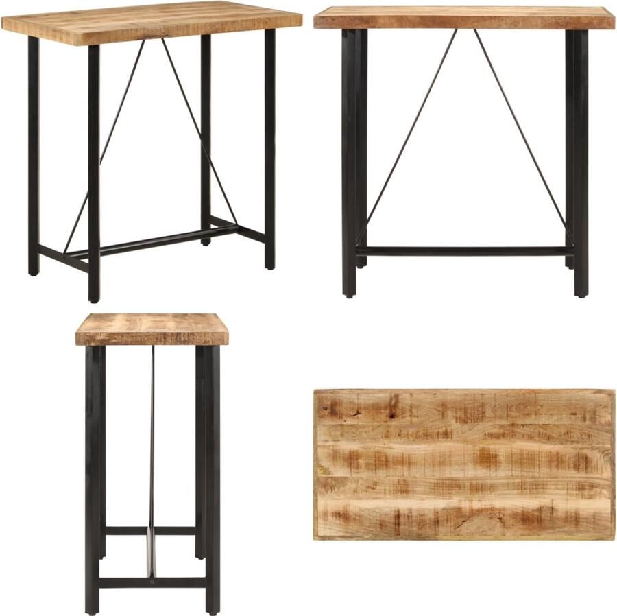 VidaXL Bartafel 110x55x107 cm massief mangohout en ijzer Bartafel Bartafels Statafel Hoge Tafel
