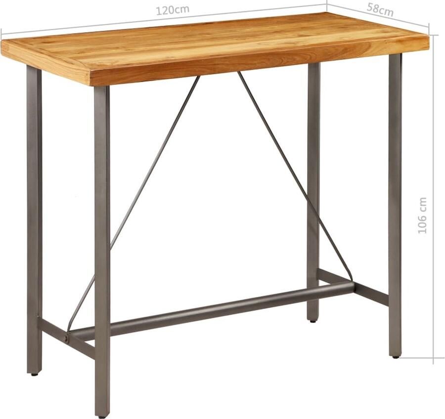 VidaXL -Bartafel-120x58x106-cm-massief-gerecycled-teakhout - Foto 3