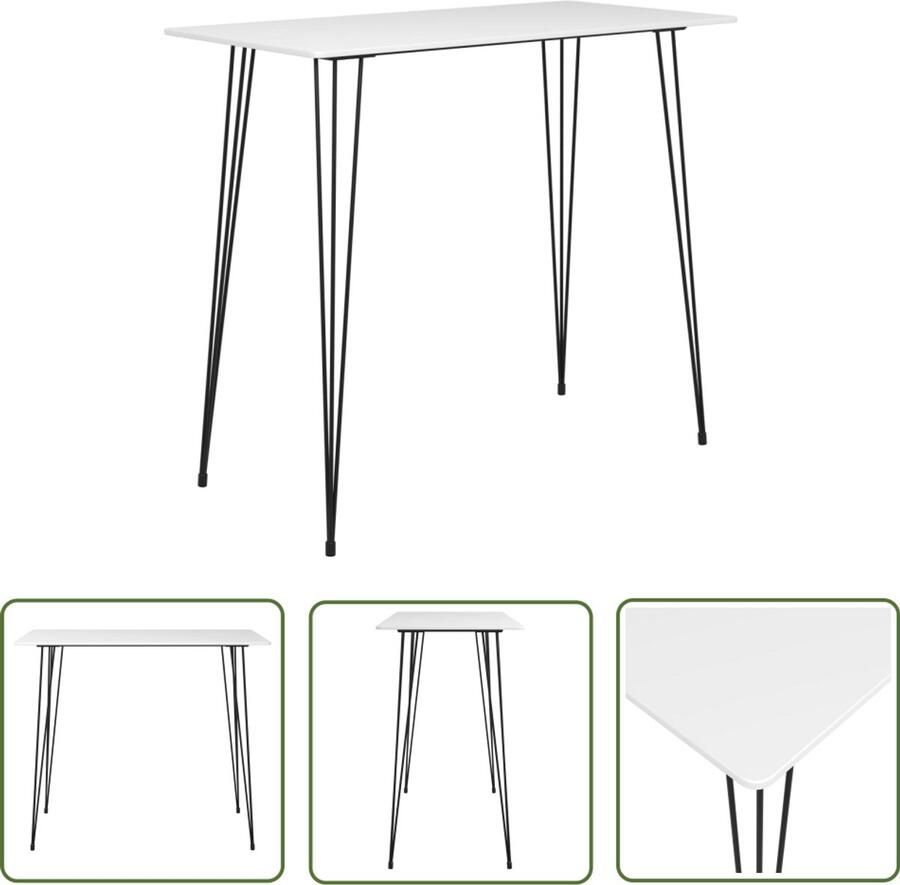 VidaXL Bartafel 120x60x105 cm Wit en Zwart Bartafel Statafel Bistrotafel Witte Bartafel Mdf Bartafel Metalen Bartafel Moderne Bartafel Scandinavische Bartafel Salontafel Kookeiland Tafeltje Hoge Tafel Kleine Bartafel
