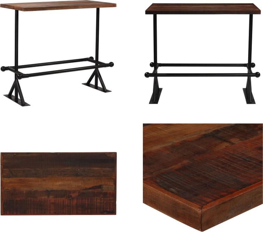 VidaXL Bartafel 120x60x107 cm massief gerecycled hout donkerbruin Bartafel Bartafels Eetkamertafel Eetkamertafels