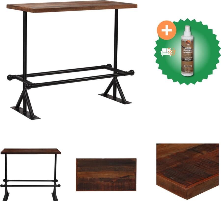 VidaXL Bartafel 120x60x107 cm massief gerecycled hout donkerbruin Tafel Inclusief Houtreiniger en verfrisser