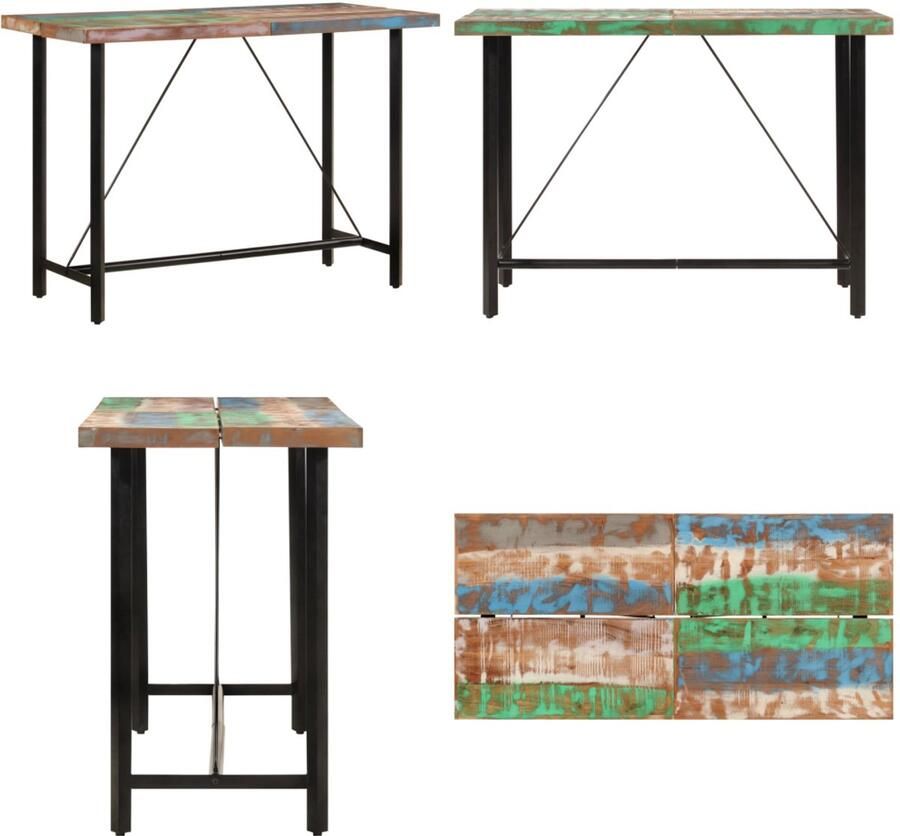VidaXL Bartafel 150x70x107 cm massief gerecycled hout en ijzer Bartafel Bartafels Statafel Hoge Tafel
